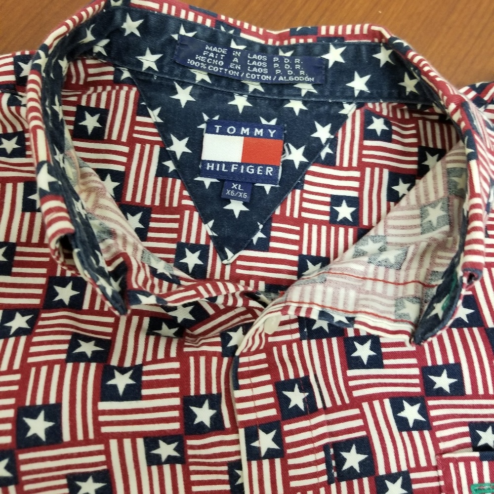 Rare Vintage Tommy Hilfiger American Flag XL shirt
